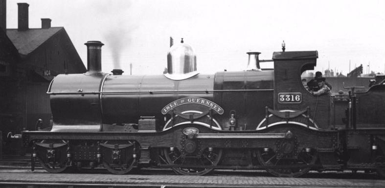 GWR Duke 3316 'Isle of Guernsey', at Westbourne Park shed c 1905