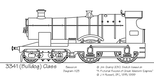 Drawing: GWR straight framed Bulldog Class