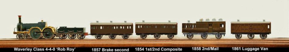 Model of the complete GWR broad gauge mail train described in the Bullo Pill accident report