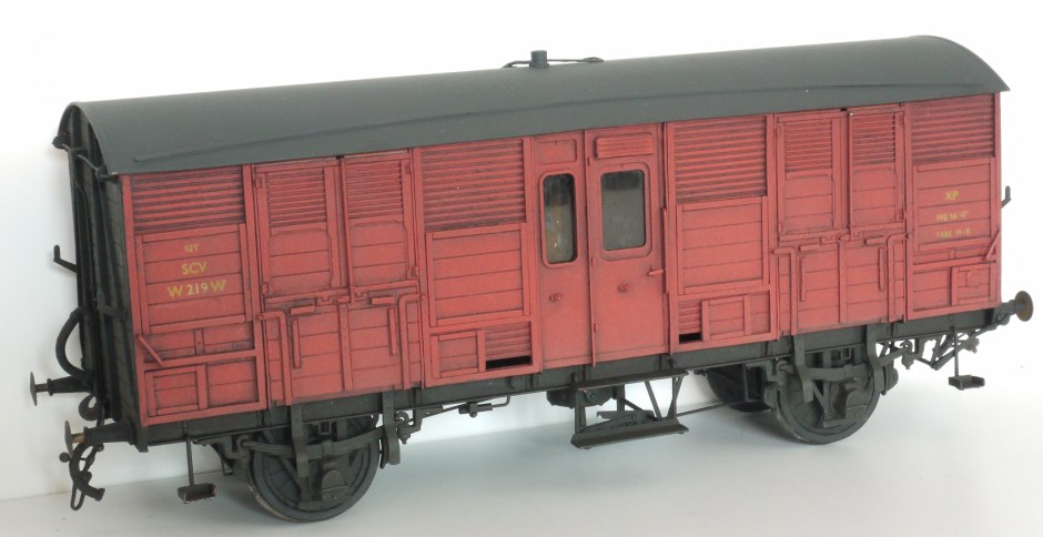 WEP Models diagram W7 special cattle wagon, BR faded crimson livery