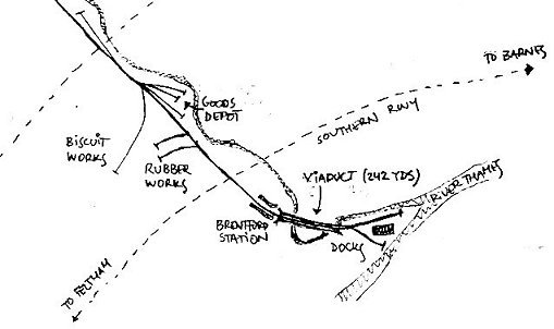 Brentford Main Sidings, Station and Dock (1947 map)