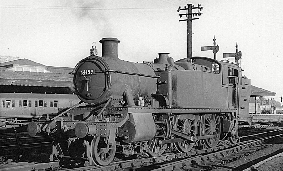 Prairie 4159 at Exeter, 25 August 1956