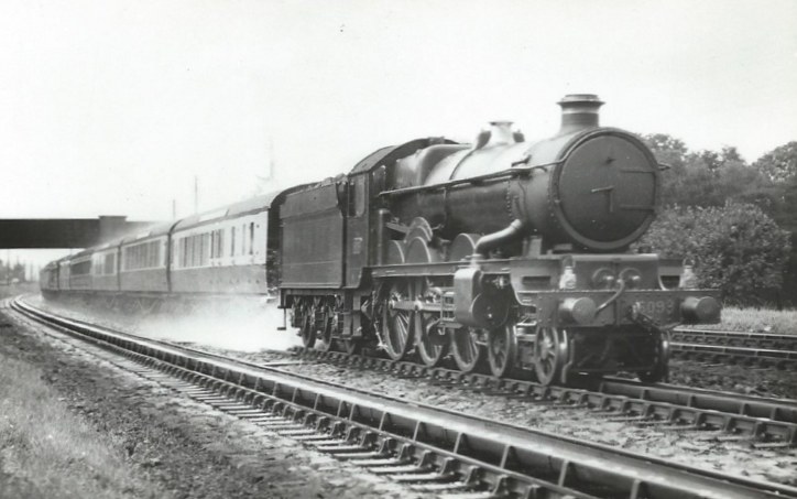 Castle 5093 at Goring troughs in 1949